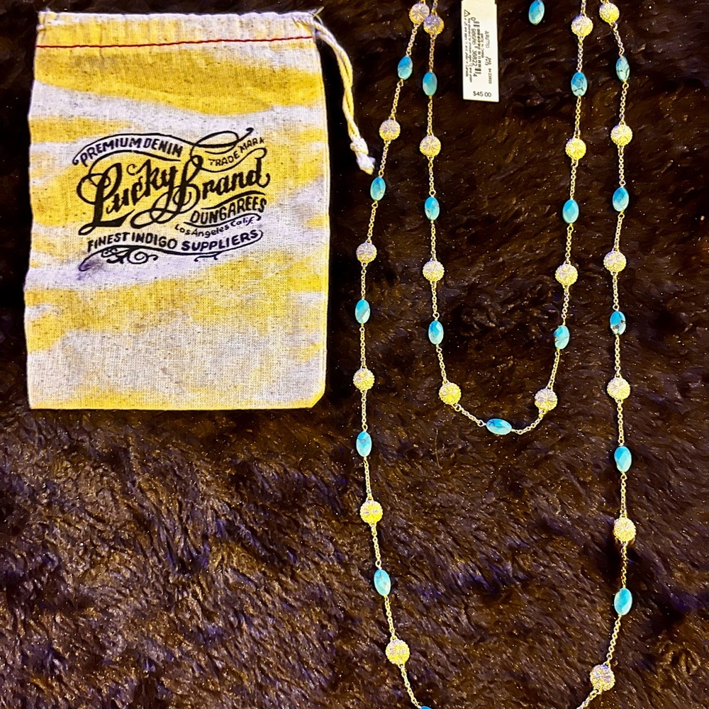 Lucky Brand Turquoise and Gold Boho Necklace